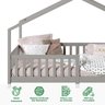 Cama Montessoriana Madeira Maciça Casa com Estrado Lisan Cinza Idimex - 7