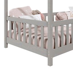 Cama Montessoriana Madeira Maciça Casa com Estrado Lisan Cinza - 10