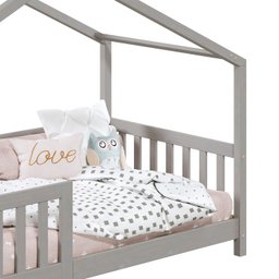Cama Montessoriana Madeira Maciça Casa com Estrado Lisan Cinza - 2
