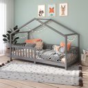 Ver imagem 1 de Cama Montessoriana Madeira Maciça Casa com Estrado Lisan Cinza Idimex