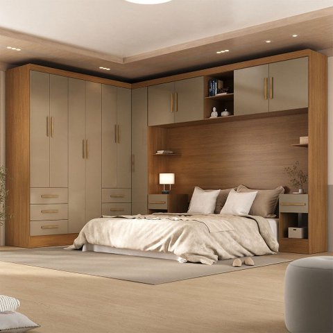 Guarda-roupa Modulado Soberano 11 Portas 8 Gavetas 100% Mdf Cinamomo/cappuccino - Panorama Móveis
