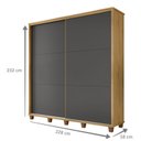Ver imagem 3 de Guarda-Roupa Casal Monte Carlo com 2 Portas de Correr 4 Gavetas Internas e Maleiros Cinza/Cinamomo/Grafite