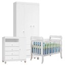 Ver imagem 1 de Quarto de Bebê 3 Portas Ternura Baby com Berço Lila Branco Brilho - Incorplac