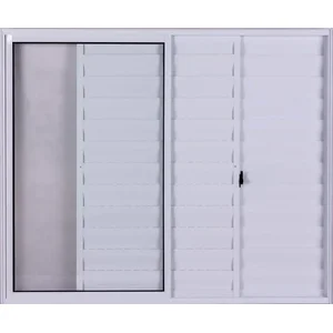 Janela de Aluminio Veneziana 3 Folhas sem Grade Linha Leve:1,00 X 1,20/branco