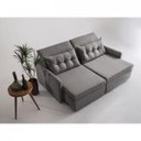 Ver imagem 4 de Sofa 3 Lugares Retratil e Reclinavel 196cm Linho Cinza Dimas