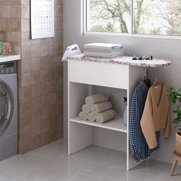 Taboa de Passa Roupa Miami Amelia C/ Bau e Nichos Suporte Cabide - Branco - 1