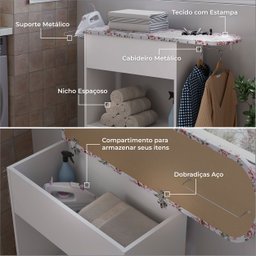 Taboa de Passa Roupa Miami Amelia C/ Bau e Nichos Suporte Cabide - Branco - 3