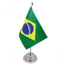 Ver imagem 1 de Bandeira Mesa Dupla Face Brasil Mastro 29 Cm Alt Cetim