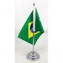 Ver imagem 2 de Bandeira Mesa Dupla Face Brasil Mastro 29 Cm Alt Cetim