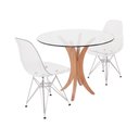Ver imagem 1 de Conjunto Mesa De Jantar Em Vidro 90cm Com 2 Cadeiras