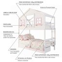 Ver imagem 4 de Beliche Infantil Casinha Dos Sonhos com Varanda 2 Gavetas Madeira Maciça Branco e Rosa Megamobília