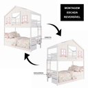 Ver imagem 5 de Beliche Infantil Casinha Dos Sonhos com Varanda 2 Gavetas Madeira Maciça Branco e Rosa Megamobília