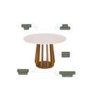 Ver imagem 2 de Mesa de Jantar Redonda em MDF e Vidro Pitanga Natuame 109cm Marrom/Madeira/Off White