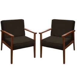 Kit 2 Poltronas Decorativa Laura Suede Marrom Escuro - 1 Kit 2 Poltronas Decorativa Laura Suede Marrom Escuro - 1