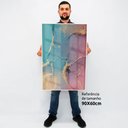Ver imagem 2 de Quadro Decorativo Caixa Alta com Vidro Abstrato Mármore Luxe Perolado TaColado Moldura Madeira 90 x 