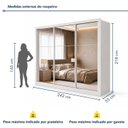 Ver imagem 3 de Guarda Roupa Casal 3 Portas de Correr Espelhadas e 6 Gavetas 242cm Premium Jade