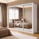 Ver imagem 1 de Guarda Roupa Casal 3 Portas de Correr Espelhadas e 6 Gavetas 242cm Premium Jade