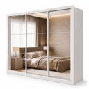 Ver imagem 2 de Guarda Roupa Casal 3 Portas de Correr Espelhadas e 6 Gavetas 242cm Premium Jade