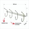 Cabide Suporte Parede Luxo Duplo 4 Ganchos Cromado - 2
