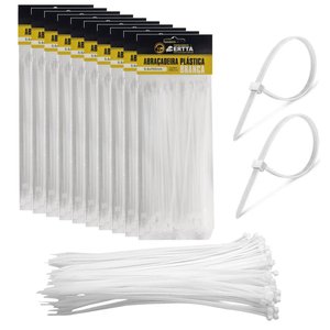 1000 Enforca Gato Cinta Plástica Abraçadeira Lacre de Nylon 3.6x150mm Fita Hellerman 15cm Branco Ata