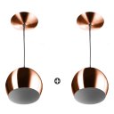 Ver imagem 1 de Kit 2 Lustre Pendente Bola Media Alumínio 23cm New Cobre