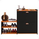 Ver imagem 1 de Sapateira Hall Entrada 2 Gaveta Basculante Puxador Concha Banco Prateleira Sala Quarto Retrô - Rpm