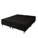 Ver imagem 2 de Cama Preta Corino Box Bau King 1,93cm Premium Blindada Super Reforçada