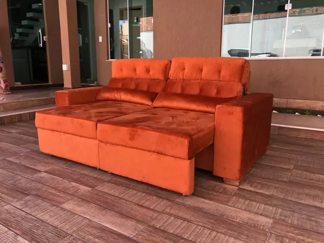 Sofá retrátil com encosto reclinável almofadas:Terracota - 6