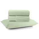 Ver imagem 1 de Jogo Cama Lençol Casa Scarpa Sonnet Solteiro Malha Lisa Algodão Macio 3 Peças - Verde Claro