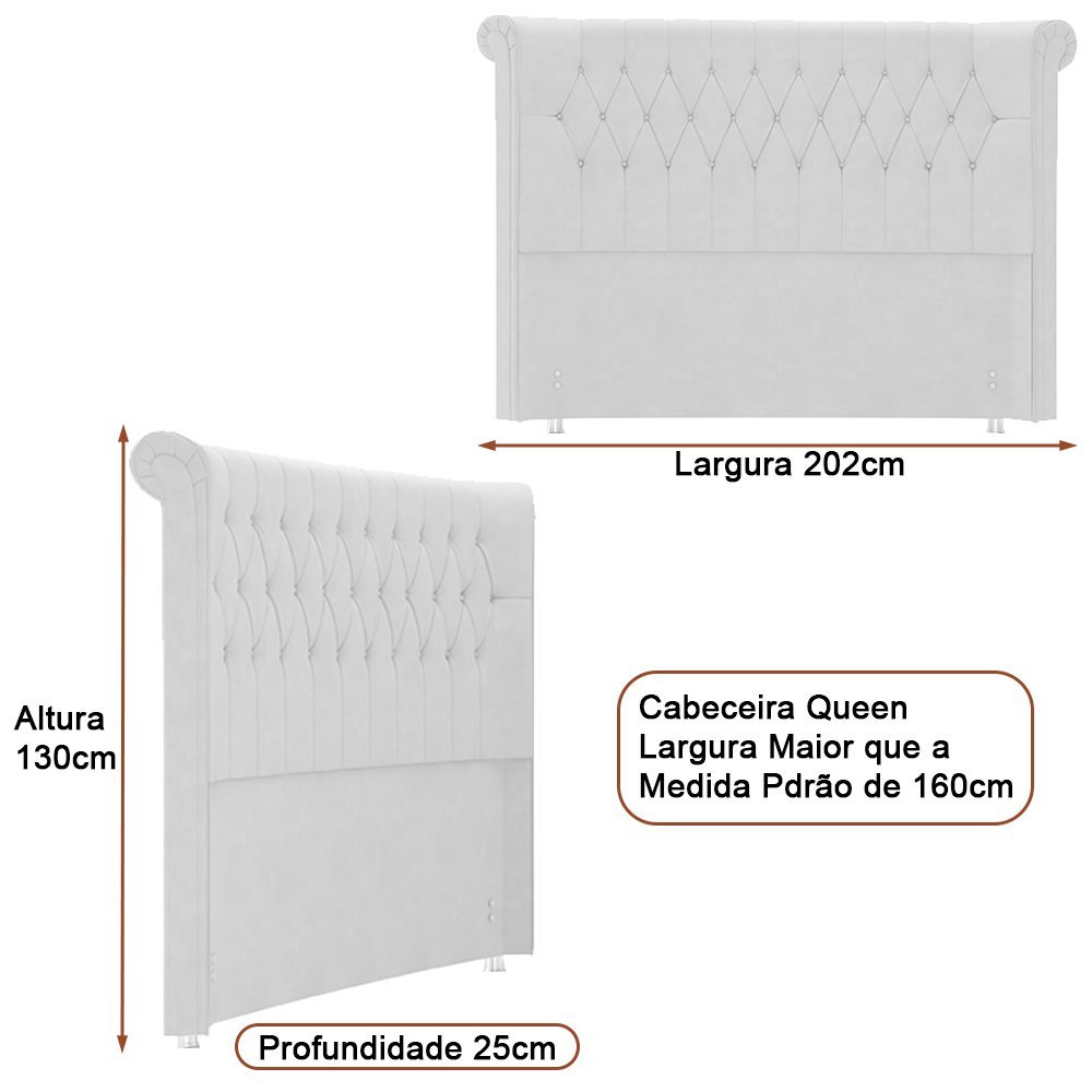 Cabeceira para Cama Box Queen 202cm Sophy Pu Off White - Sallar Home - 2