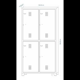 Roupeiro de Aço INSALUBRE com 04 Portas – 1,96×1,00×0,41m – CZ/CZ – AMAPA – 10111 - 2