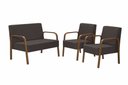 Ver imagem 1 de Conjunto Luna 1 Poltrona 2 Lugares e 2 poltronas de 1 lugar Braço Madeira D Salla Suede Marrom