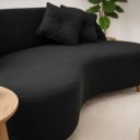 Ver imagem 3 de Sofá Orgânico Curvo 2 Lugares Tecido Bouclê - Seleguim Decor:preto