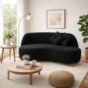 Ver imagem 5 de Sofá Orgânico Curvo 2 Lugares Tecido Bouclê - Seleguim Decor:preto