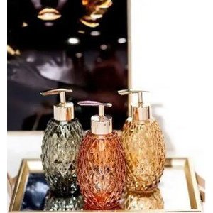 Porta Sabonete Líquido de vidro Rose Gold Abacaxi