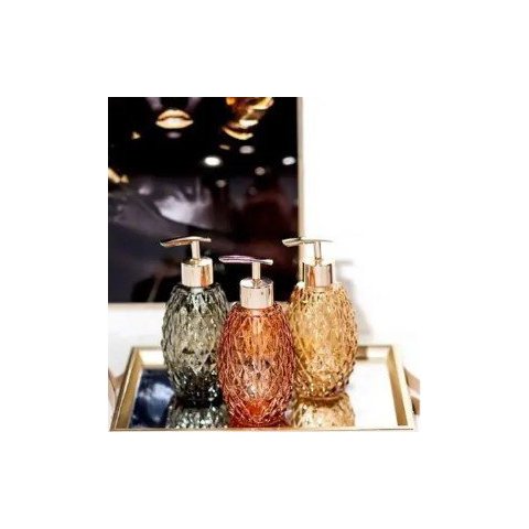 Porta Sabonete Líquido de vidro Rose Gold Abacaxi