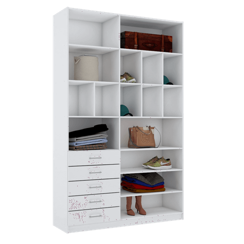 MÓDULO CLOSET M384.B (5 GAVETAS, NICHOS E PRATELEIRAS) MUNDI MOVEIS