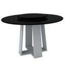 Ver imagem 1 de Mesa de Jantar Redonda Isabela 1,35m com Tampo Giratório Off White/preto/preto - New Ceval