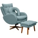 Ver imagem 2 de Kit Poltrona de Amamentação Base Giratória Balanço e Puff Angra Veludo - Sofa Store:Veludo Azul Tiff