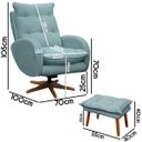 Ver imagem 6 de Kit Poltrona de Amamentação Base Giratória Balanço e Puff Angra Veludo - Sofa Store:Veludo Azul Tiff