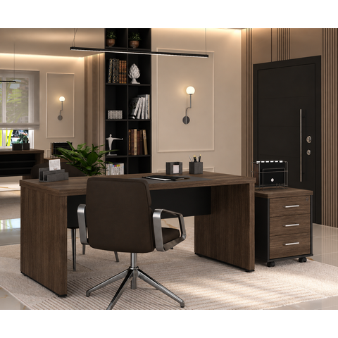 Conjunto Escritório Artany: Mesa 1600 e Gaveteiro / Charuto
