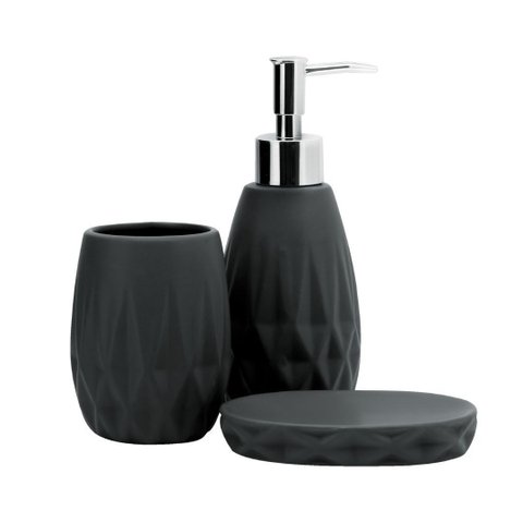 Jogo para Banheiro Porcelana Metrópole Black 3 Peças - Tuut