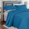 Colcha Cama Solteiro 2 Peças Cobre Leito Dupla Face Lisa Azul - 4