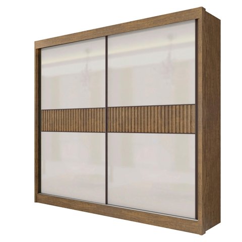 Guarda Roupa Casal 2 Portas 6 Gavetas Cancun Ripado Ipê Off White -d' Doro