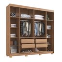 Ver imagem 5 de Guarda Roupa Casal 6 Portas 4 Gavetas Palermo Ripado com Espelho Freijó/Off White