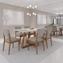 Ver imagem 5 de Conjunto de Jantar Mesa c/Vidro Bennett 6 Cadeiras New Ella - Linho Mescla Cinza