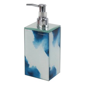 Porta Sabonete Liquido de Vidro Branco e Azul AH0473 BTC