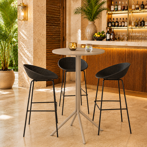 Mesa para Jardim Redonda Bistrô Gávea Bege/Fendi