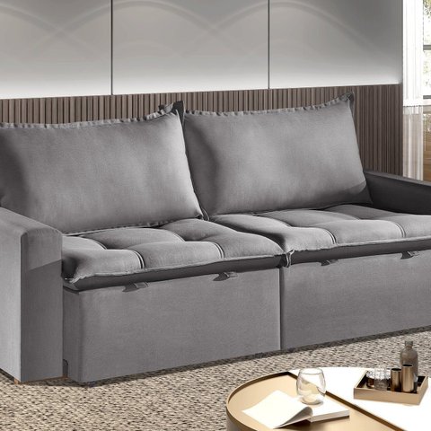 Sofá Cama Retrátil e Reclinável 190cm Veludo Itália