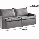 Ver imagem 3 de Sofá Cama Retrátil e Reclinável 190cm Veludo Itália